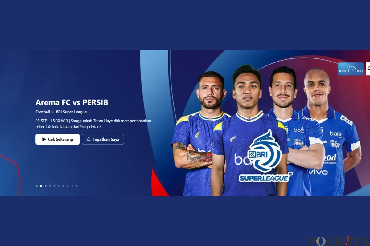 LINK LIVE STREAMING Arema FC vs Persib Bandung Hari Ini 22 September 2025 Kick Off Pukul 15.30 WIB di Indosiar (Sumber: Vidio/Vidio.com)