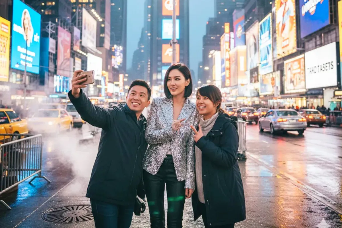 Ilustrasi foto bareng artis buatan Gemini AI. (Sumber: Poskota/Gemini AI.)