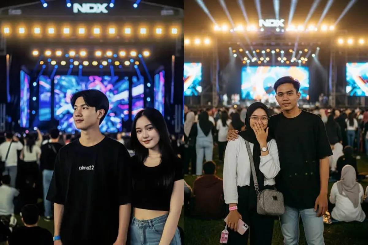 Contoh prompt Gemini AI buat edit foto konser bareng pacar. (Sumber: TikTok)