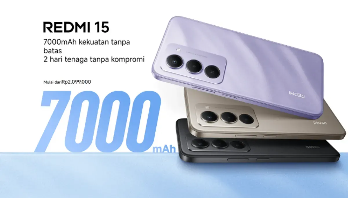 Redmi 15 Review Baterai 7000mAh, Layar 6.9 144Hz, Harga Rp 2.1 Juta. Cocok untuk gamerm dan content creator yang butuh daya tahan ekstra. Tersedia mulai 25 September 2025. (Sumber: mi.co.id)