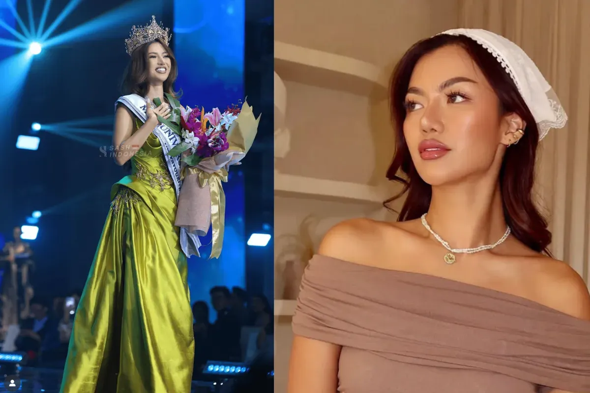 Sanly Liuu, Miss Universe Indonesia 2025, tampil anggun dalam penobatan di The Tribrata, Jakarta. (Sumber: Instagram/@sanlyliuu)