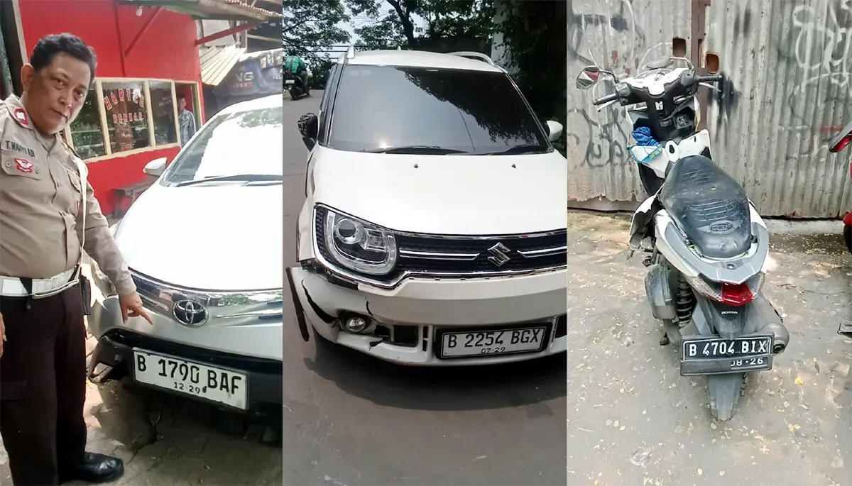 Kolase kendaraan yang terlibat kecelakaan di Jalan Kembangan Baru, Kembangan, Jakarta Barat, Kamis, 25 September 2025. (Sumber: Istimewa)
