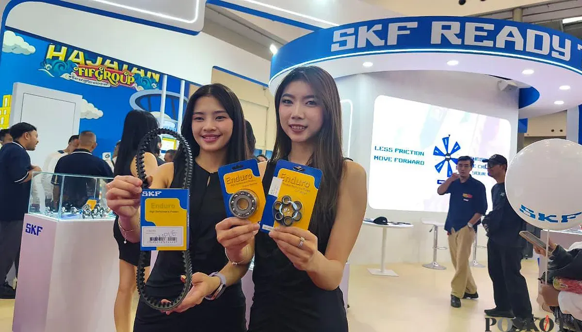 SKF Indonesia hadir di IMOS 2025 dengan produk bearing dan CVT belt terbaru. (Sumber: POSKOTA | Foto: Erwan)