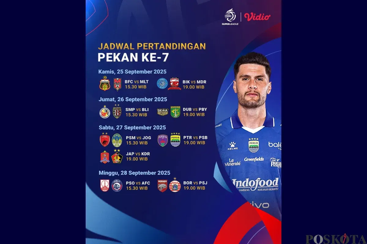 Jadwal BRI Super League Hari Ini Sabtu 27 September 2025, Ada Persita vs Persib Bandung (Sumber: Instagram/vidiosports)