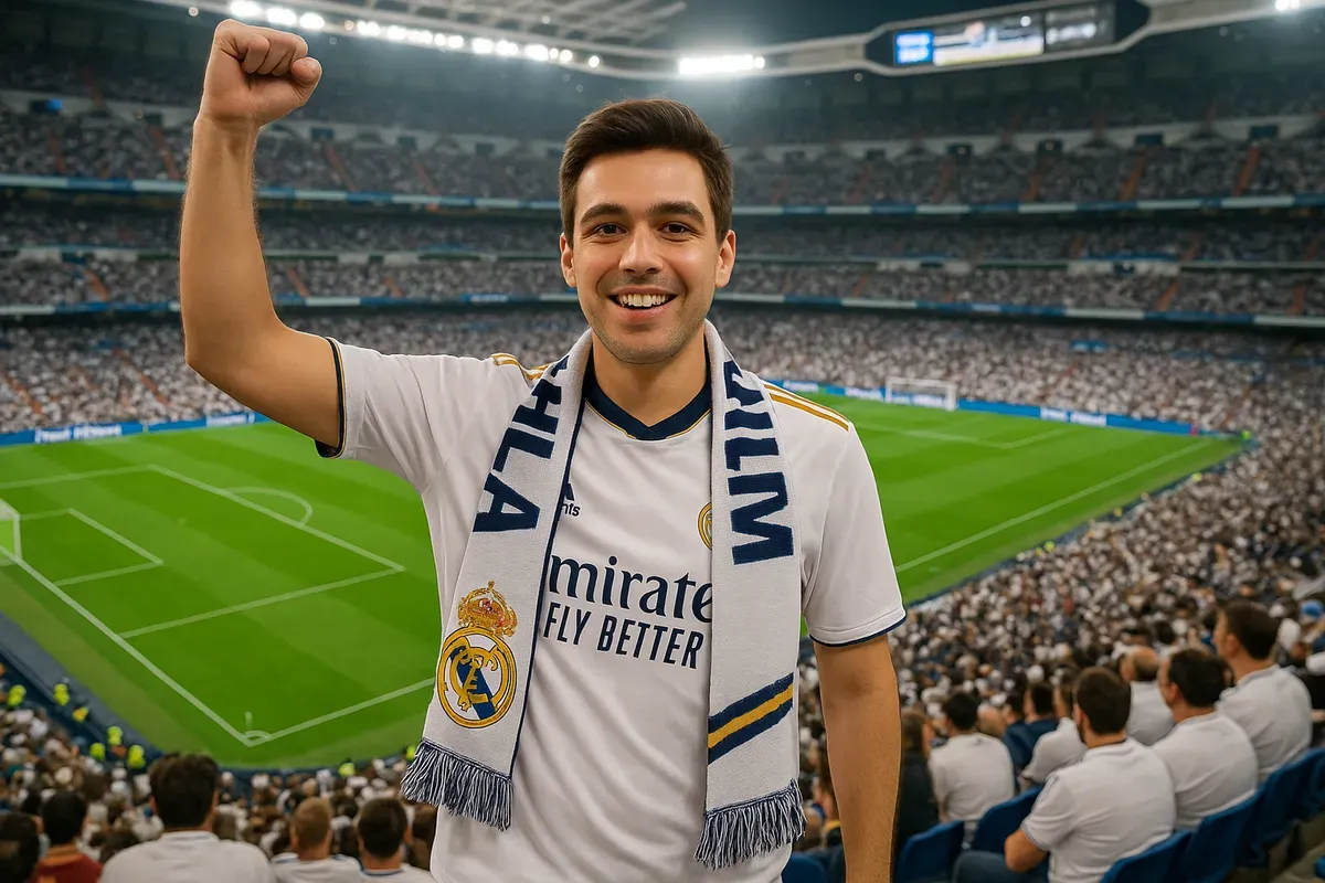 Prompt Gemini AI edit foto sedang berada di stadion klub besar (Sumber: AI)