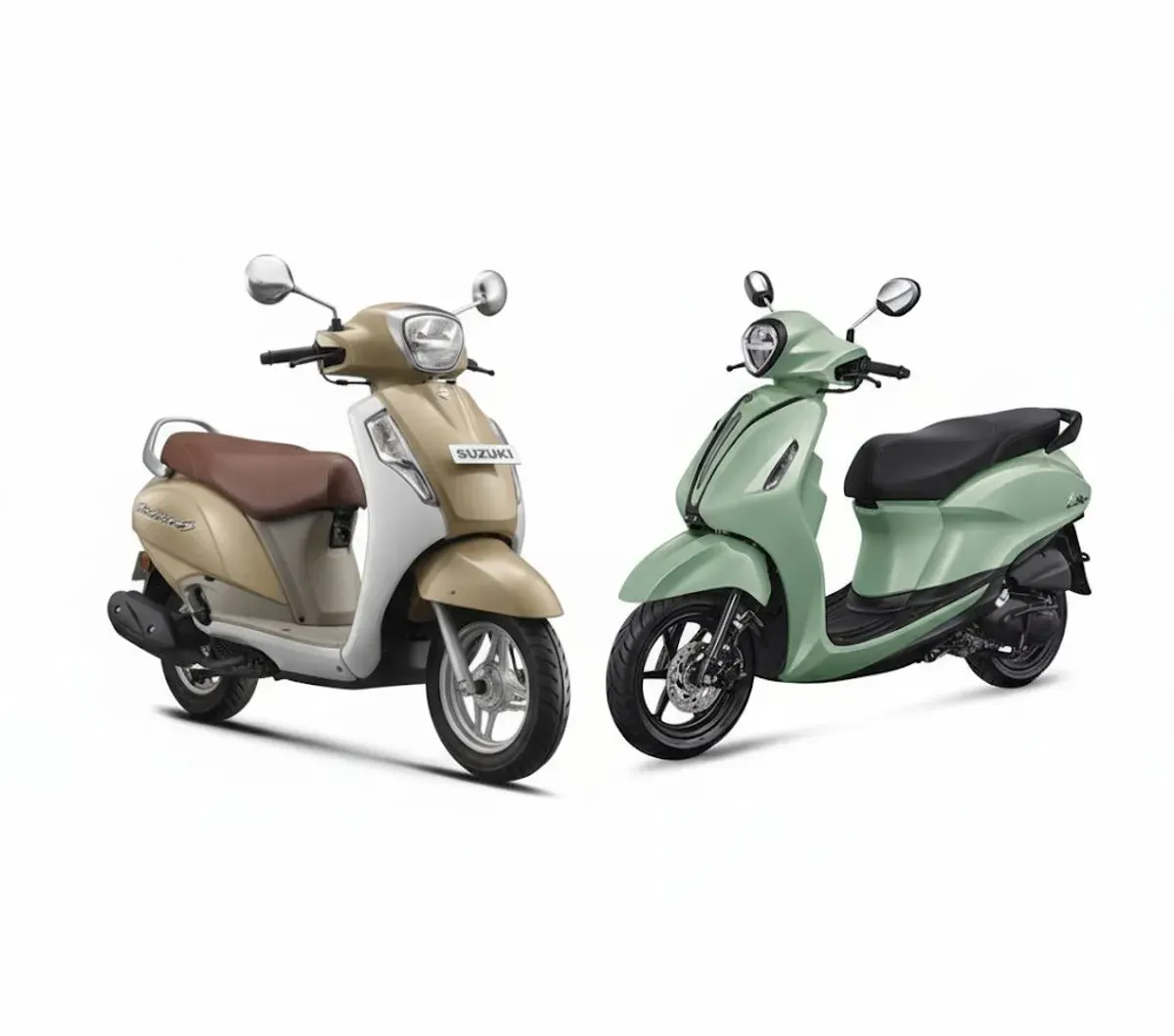 Suzuki Access 125 siap bersaing dengan Yamaha Grand Filano di segmen matic retro. (Sumber: Suzuki & Yamaha)