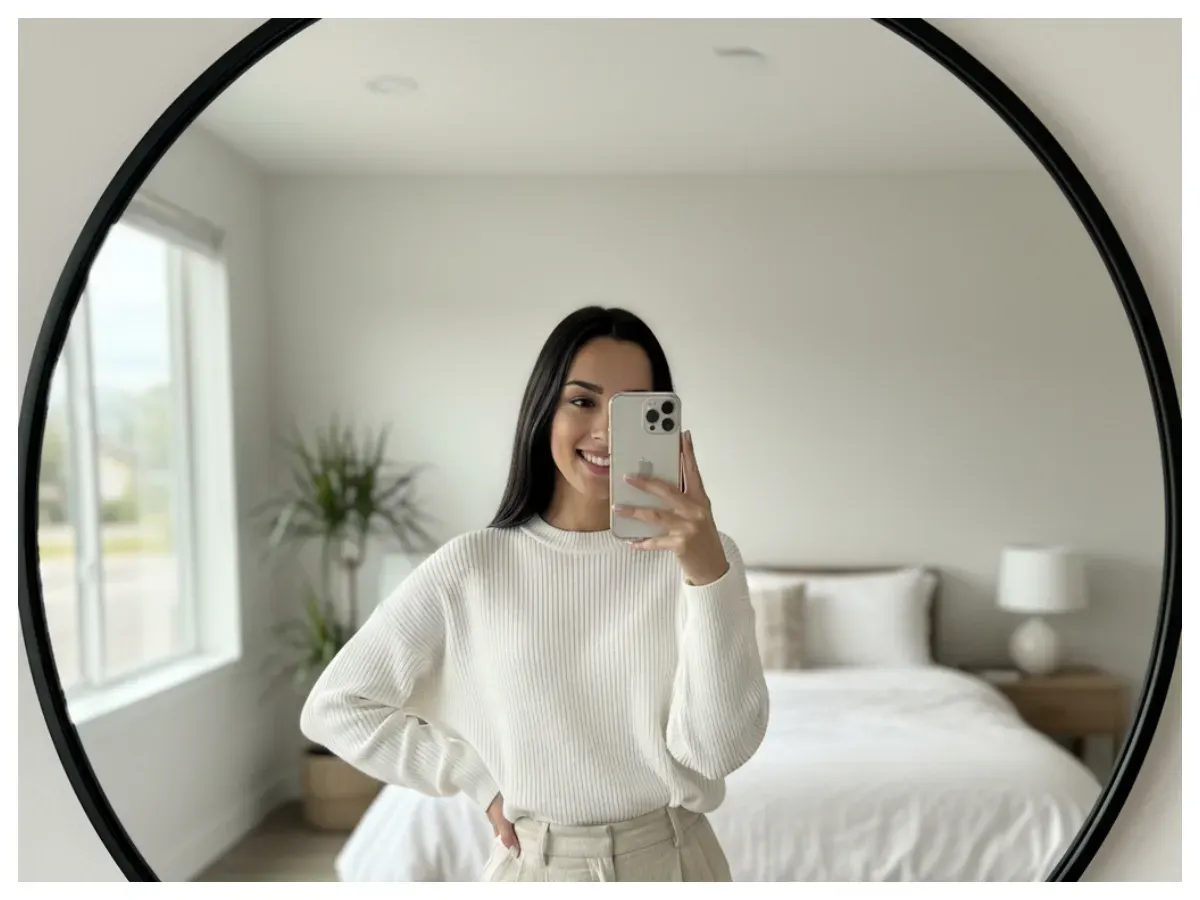 Prompt edit foto mirror selfie menggunakan iPhone 17 Pro Max di Gemini AI (Sumber: Freepik)