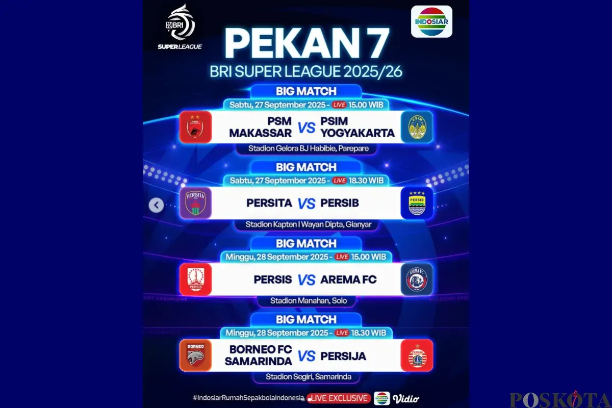 Jadwal BRI Super League Hari Ini Minggu 28 September 2025, Ada Pertandingan Borneo vs Persija (Sumber: Instagram/sports.indosiar/Edited Muhammad Ibrahim)