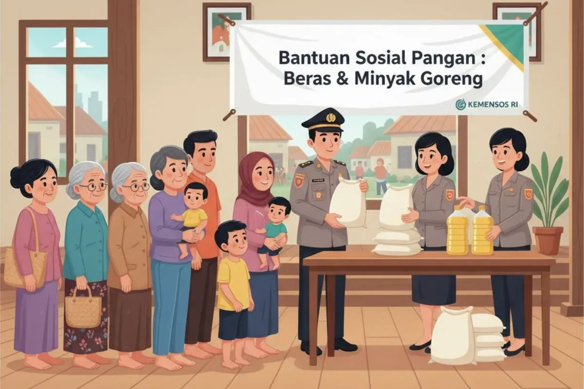 Ilustrasi bansos beras dan minyak goreng. (Sumber: Istimewa)