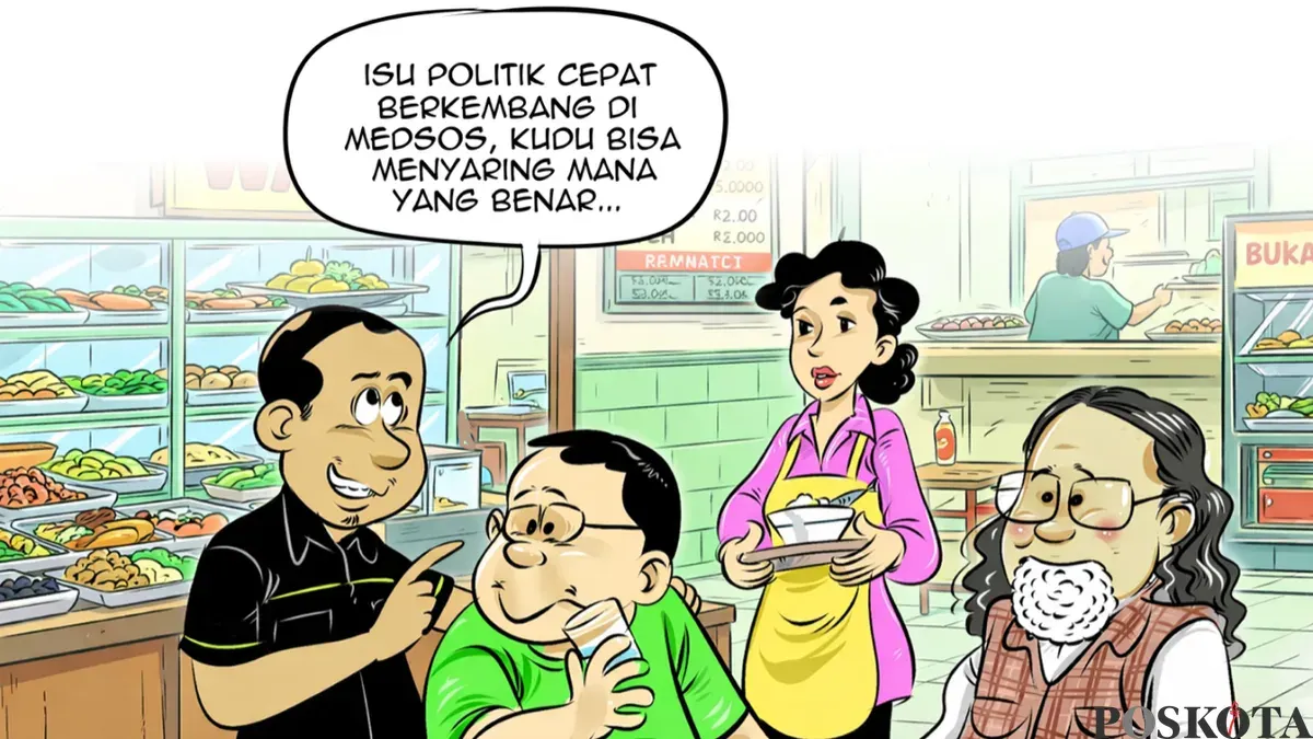 Ilustrasi obrolan warteg edisi Sabtu, 11 April 2026. (Sumber: Poskota/Arif Setiadi)