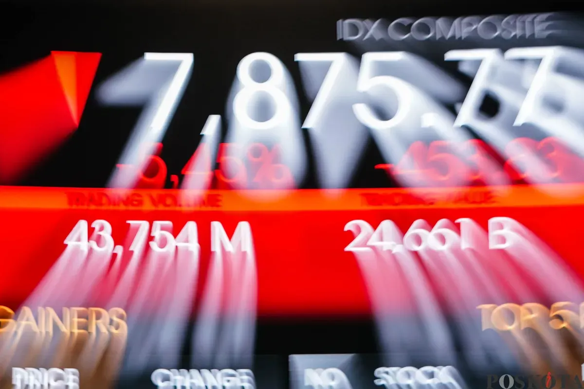 Layar digital pergerakan Indeks Harga Saham Gabungan (IHSG) di Bursa Efek Indonesia, Jakarta, Senin, 2 Februari 2026. (Sumber: Poskota/Bilal Nugraha Ginanjar)