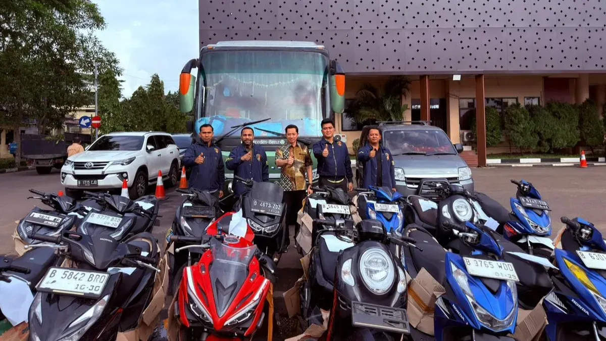 Barang bukti belasan motor yang akan diselundupkan ke Sumatra. (Sumber: Dok. Polda Banten)