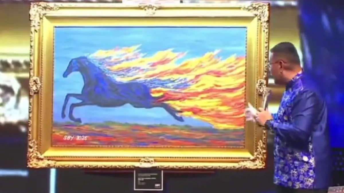 Lukisan Kuda Api Karya SBY Senilai Rp6,5 Miliar. (Sumber: TikTok/@demokratjabar)