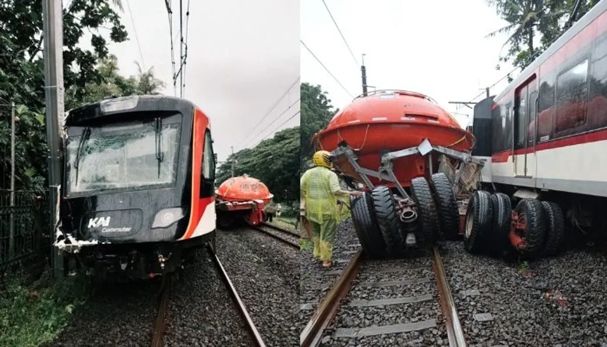 Truk pembawa benda yang mirip UFO ditabrak KA Bandara, benda apa sebenarnya yang dibawa? (Sumber: X/@aliefali757575)