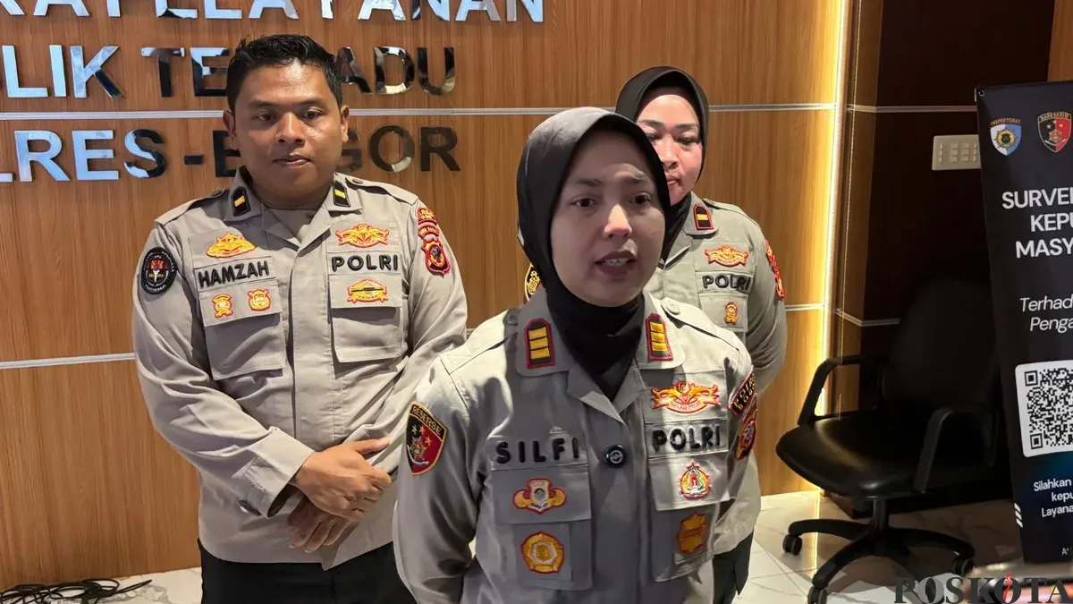 Kasat PPA PPO Polres Bogor, AKP Silfi Adi Putri saat memberikan keterangan pers di Mapolres Bogor, Senin, 23 Februari 2026. (Sumber: Poskota/Giffar Rivana)