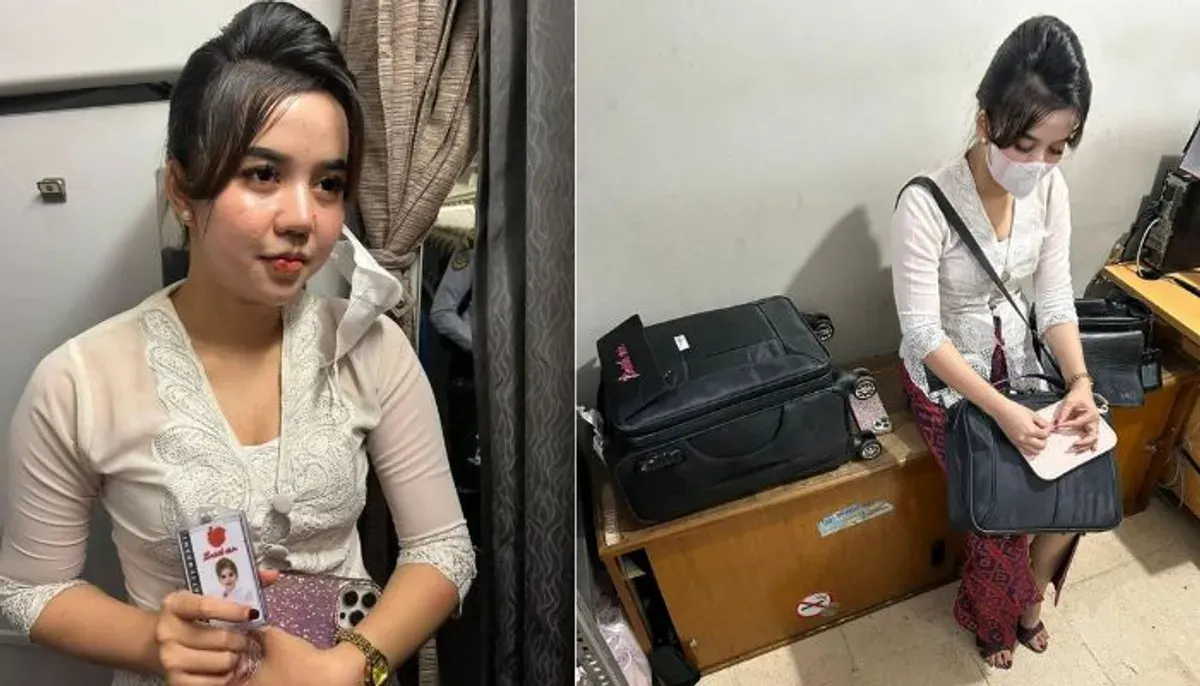 Pramugari gadungan Batik Air, Khairun Nisa, akhirnya menyampaikan permintaan maaf dan pengakuan terbuka usai viral menyamar di penerbangan Palembang–Jakarta. (Sumber: X/@ndymanoballl)