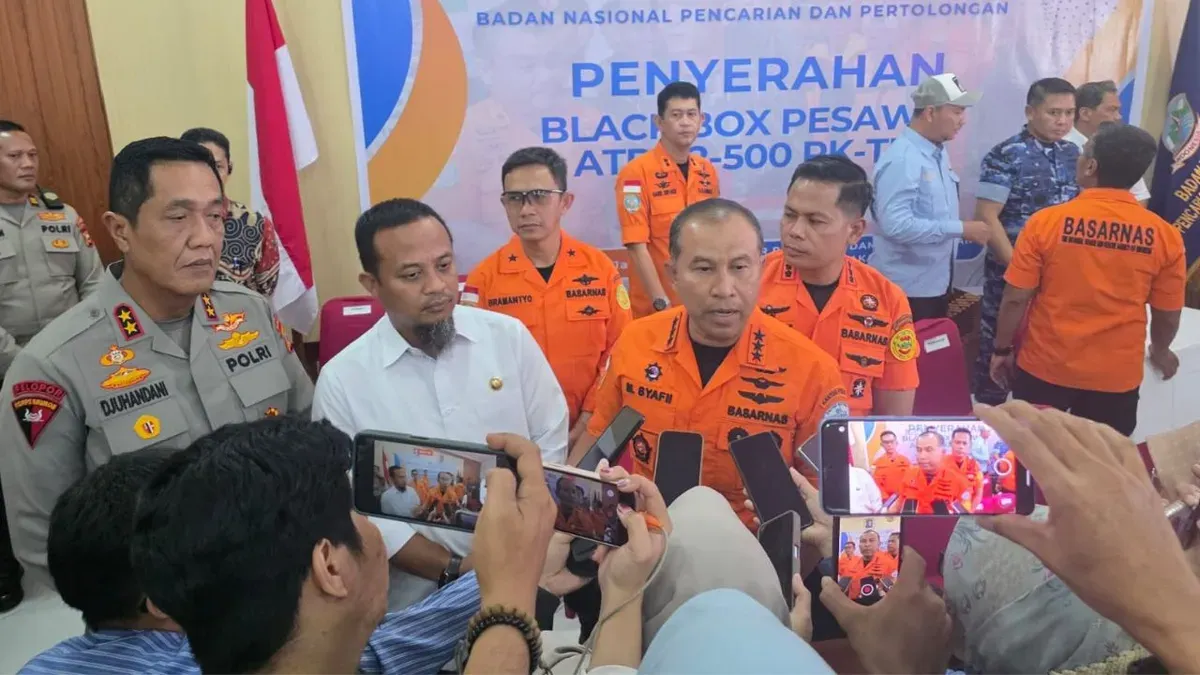 Kepala Basarnas, Marsekal Madya TNI Mohammad Syafii saat memberikan keterangan tentang evakuasi korban pesawat ATR 42-500, Kamis, 22 Januari 2026. (Sumber: Dok. Basarnas)