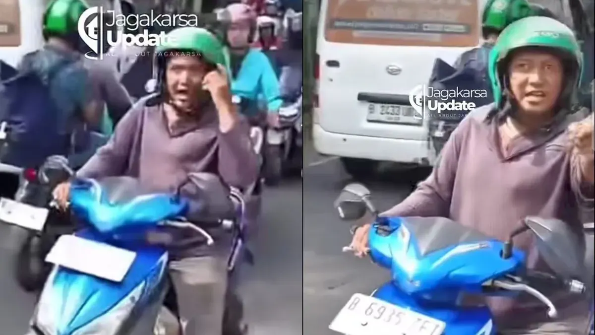 Pria pelaku penusukan tukang parkir dan pengendara pemotor di Jalan Montong, Jagakarsa, pada Senin, 19 Januari 2026. (Sumber: Instagram/@jagakarsa_update)