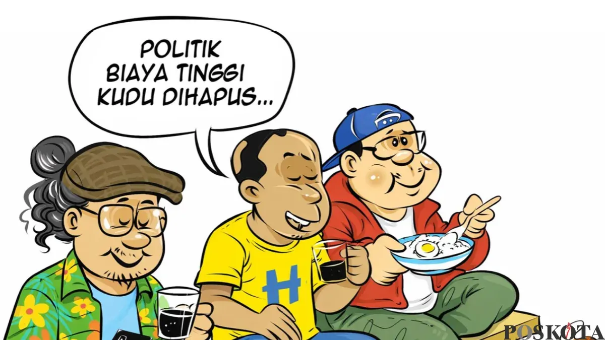 Obrolan Warteg tentang sistem pilkada. (Sumber: Poskota/ Arif Setiadi)