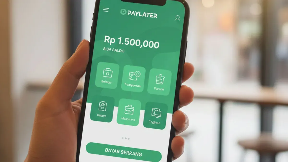 Ilustrasi penggunaan PayLater dan risiko keamanan akun digital di tengah maraknya penipuan pinjaman online. (Sumber: Gemini AI)