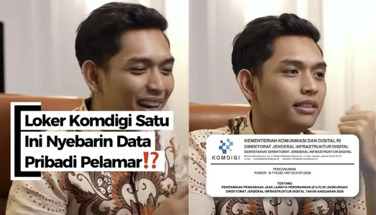 Seorang konten kreator Abil Sudarman mengungkap dugaan kebocoran data pribadi pelamar dalam proses rekrutmen Komdigi yang menggunakan Google Drive dan dinilai berisiko. (Sumber: Instagram/@abilsudarman)