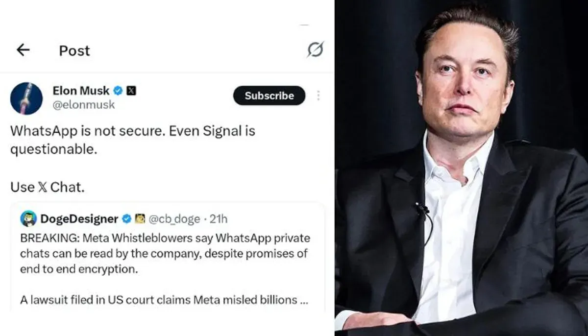 Elon Musk mengkritik keamanan WhatsApp. (Sumber: X/elonmusk)