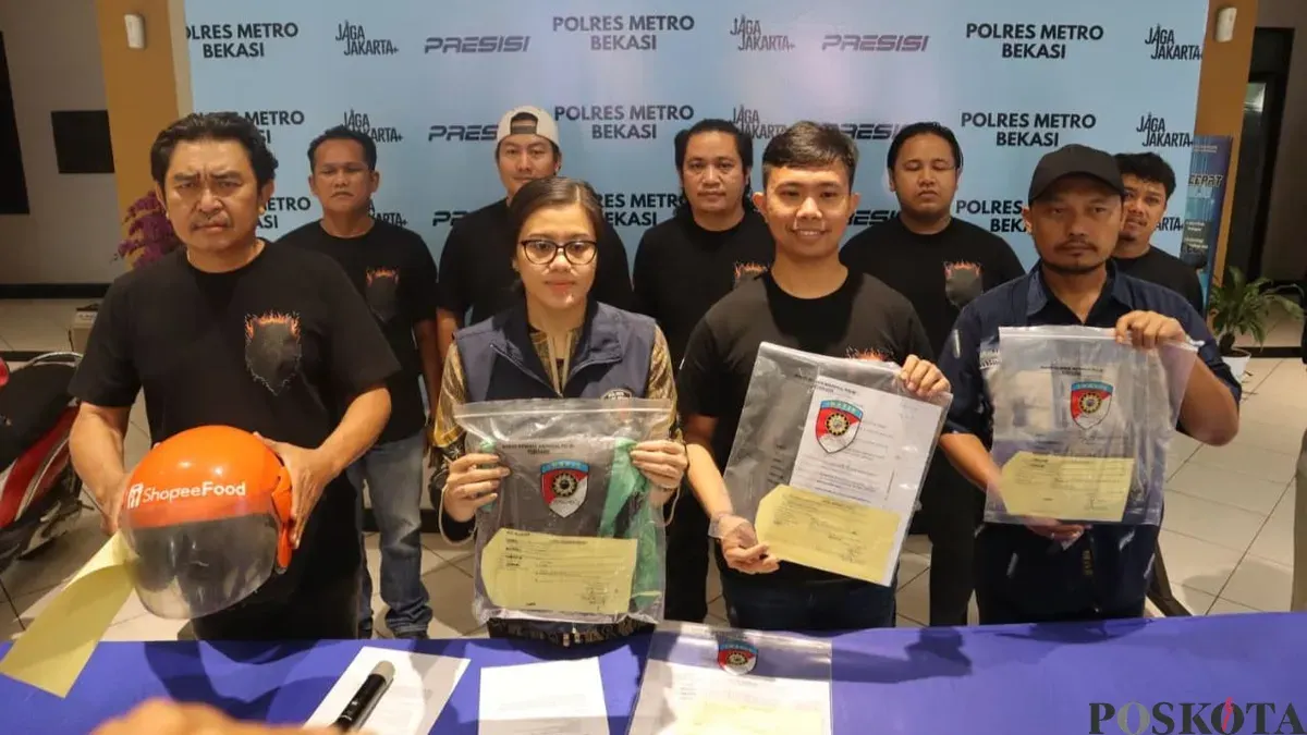 Jumpa pers pengungkapan penculikan anak di wilayah Tambun Selatan, Kabupaten Bekasi. (Sumber: Poskota/Ali Mansur)