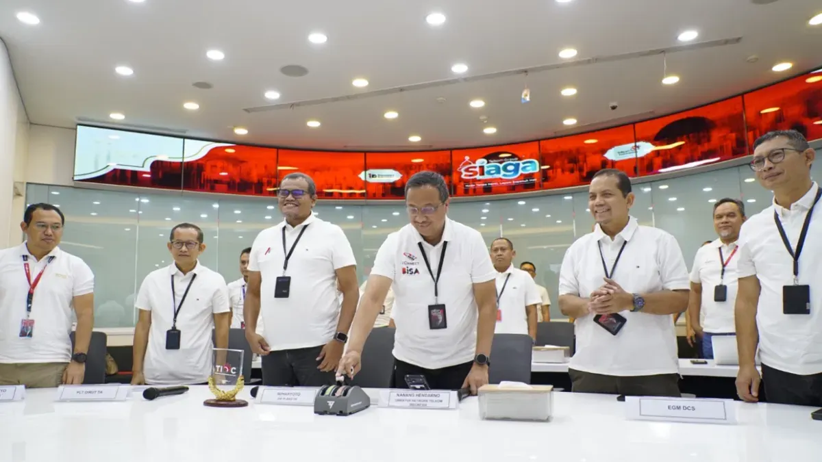 TelkomGroup menggelar Kick-Off Posko TelkomGroup SIAGA RAFI 2026 di Command Center Telkom Integrated Operation Center (TIOC) Jakarta yang dihadiri oleh Direktur Network Telkom Nanang Hendarno. (Sumber: Istimewa)