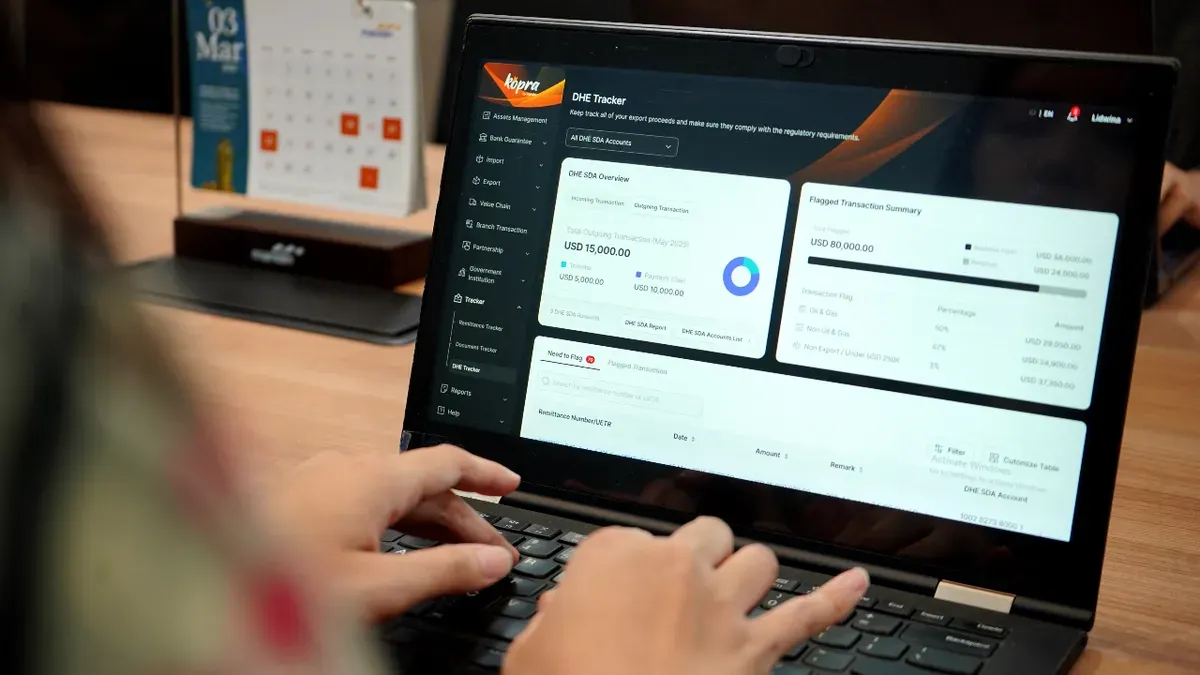 Pengelolaan DHE SDA real-time lewat platform Kopra by Mandiri. (Sumber: Bank Mandiri)