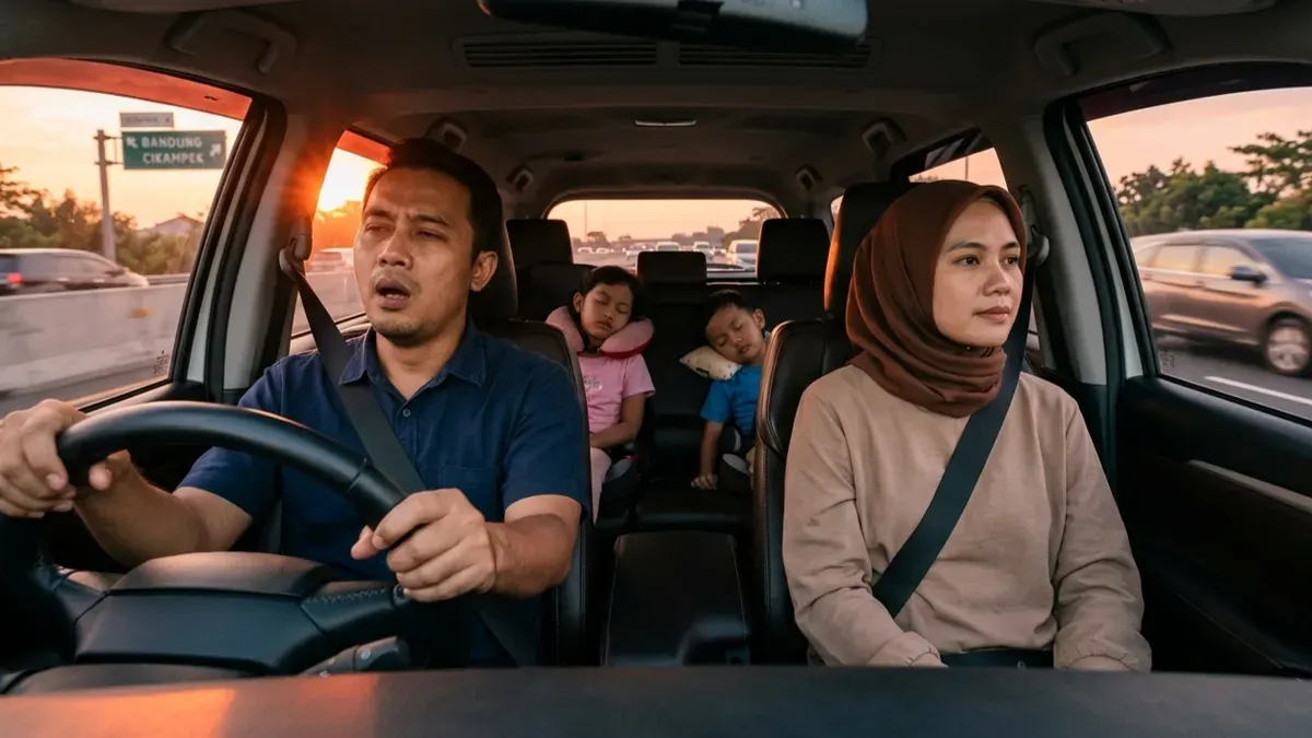 Ilustrasi - Cara menghilangkan ngantuk saat berkendara dapat membantu mencegah kondisi microsleep. (Sumber: Gemini AI)