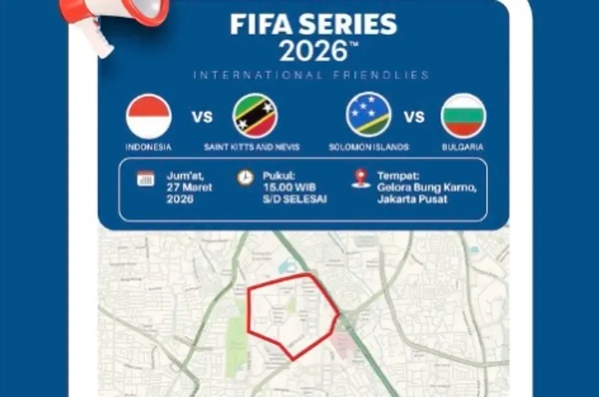 Himbauan kepadatan arus lalin di sekitar SUGBK jelang FIFA Series 2026. (Sumber: Instagram/@tmcpoldametro)