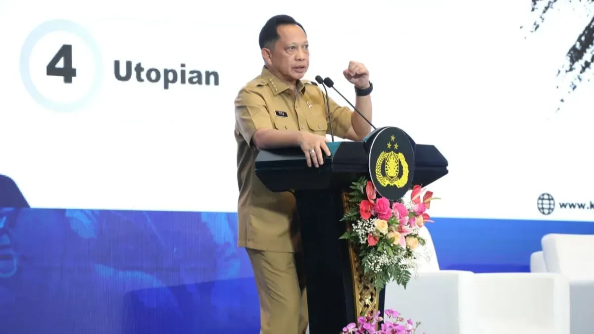 Mendagri Tito Karnavian dalam Rapat Kerja Teknis Densus 88 Anti Teror Polri di Hotel Bidakara, Jakarta, Senin, 18 Mei 2026. (Sumber: Dok. Kemendagri)