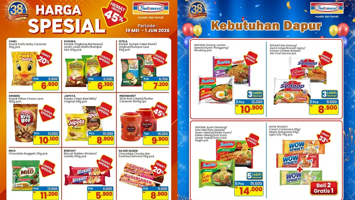 Daftar promo Indomaret hari ini, Rabu, 20 Mei 2026. (Sumber: Instagram/@indomaret)