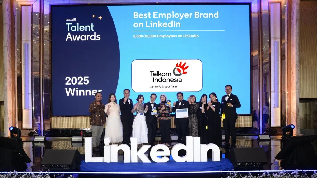TelkomGroup kembali menorehkan prestasi dalam LinkedIn Talent Awards 2025 di The St. Regis Jakarta, Kamis, 7 Mei 2026. (Sumber: Dok. Telkom)