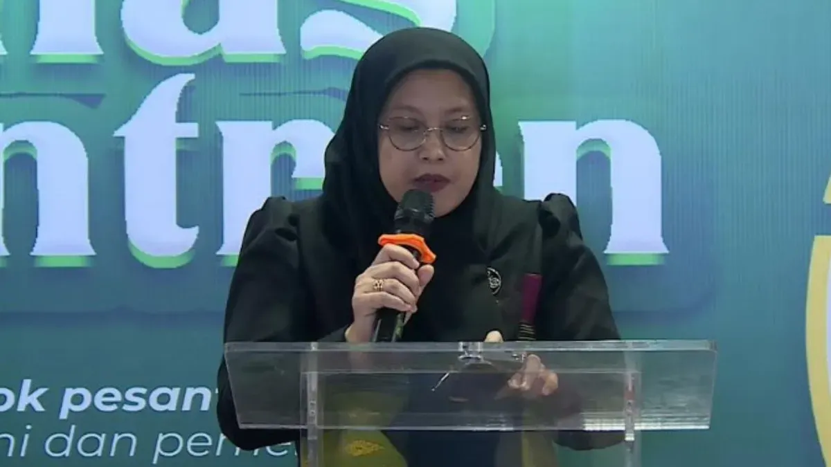 Asisten Deputi Kemitraan dan Rantai Pasok Usaha Menengah Kementerian UMKM, Metty Kusmayanti dalam kegiatan Rakernas dan Expo Inkopontren 2026 di SME Tower, Jakarta Selatan, Rabu, 20 Mei 2026. (Sumber: Dok. Inkopontren)
