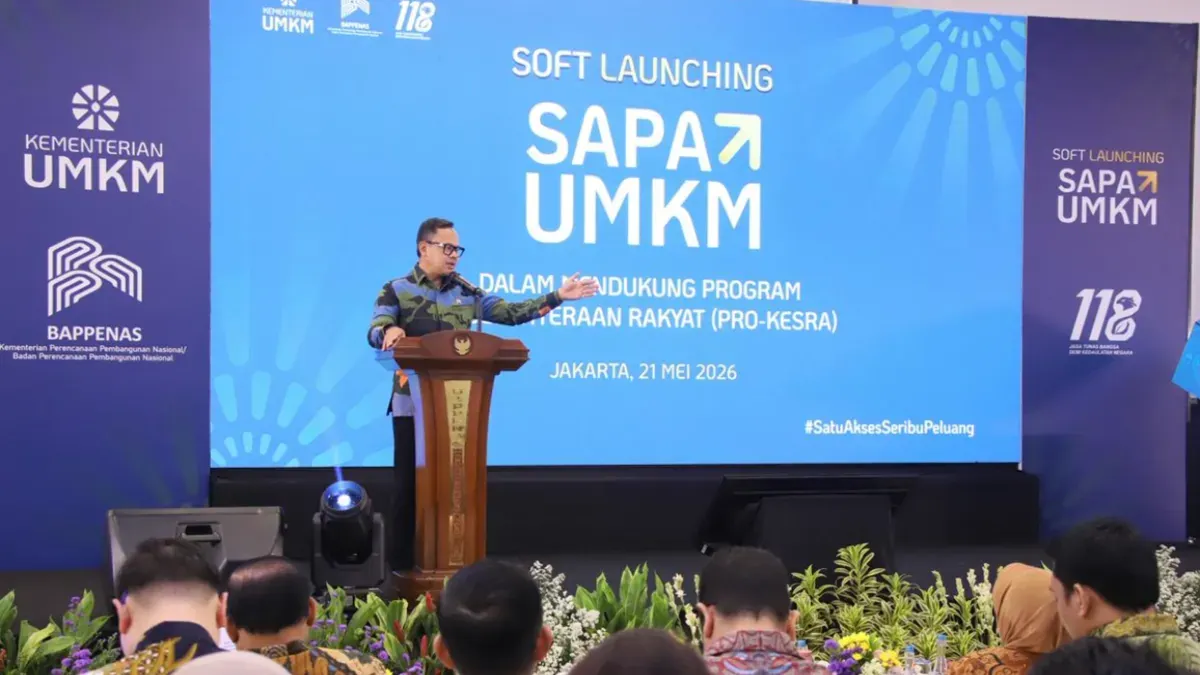 Wakil Menteri Dalam Negeri Bima Arya Sugiarto saat menghadiri Soft Launching SAPA UMKM di Kantor Kementerian PPN/Bappenas, Jakarta, Kamis, 21 Mei 2026. (Sumber: Puspen Kemendagri)