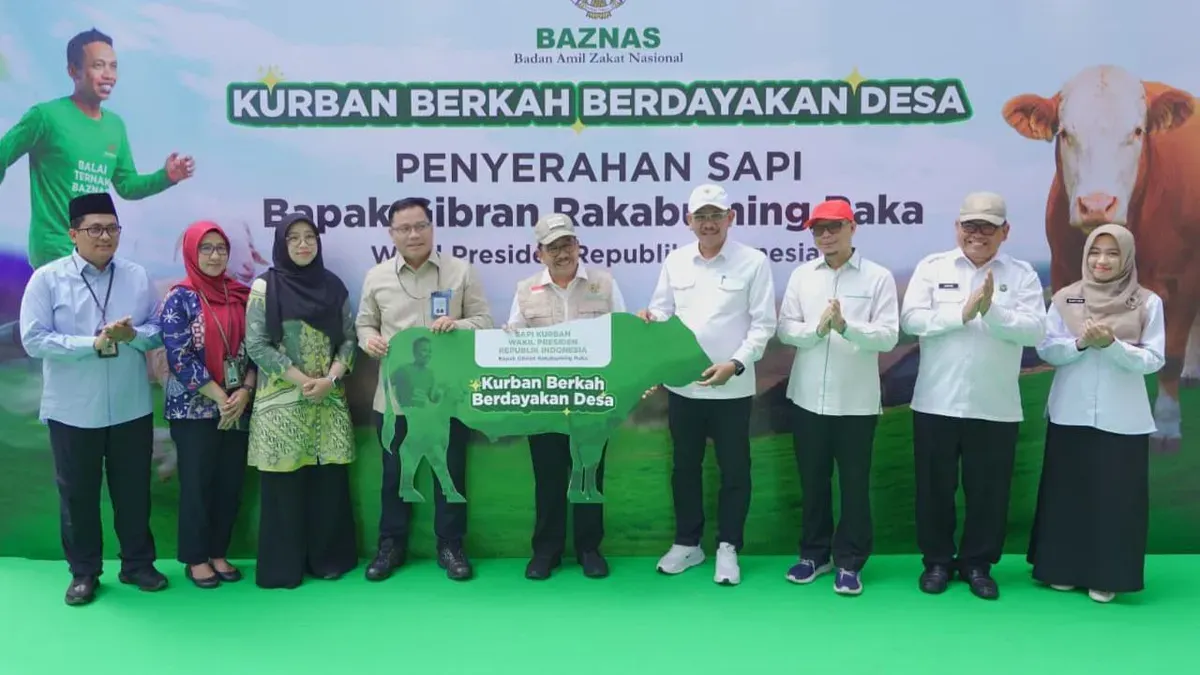 Baznas menerima satu ekor sapi jenis simental seberat 916 kg dari Wakil Presiden Gibran Rakabuming Raka di Kantor Pusat Baznas, Jakarta, Selasa, 26 Mei 2026. (Sumber: Dok. Baznas)