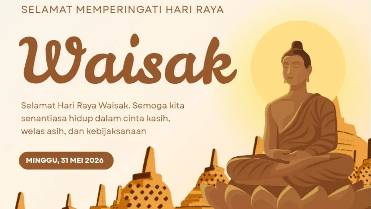 Ilustrasi - Poster Hari Raya Waisak 2026. (Sumber: Canva/Nomie)