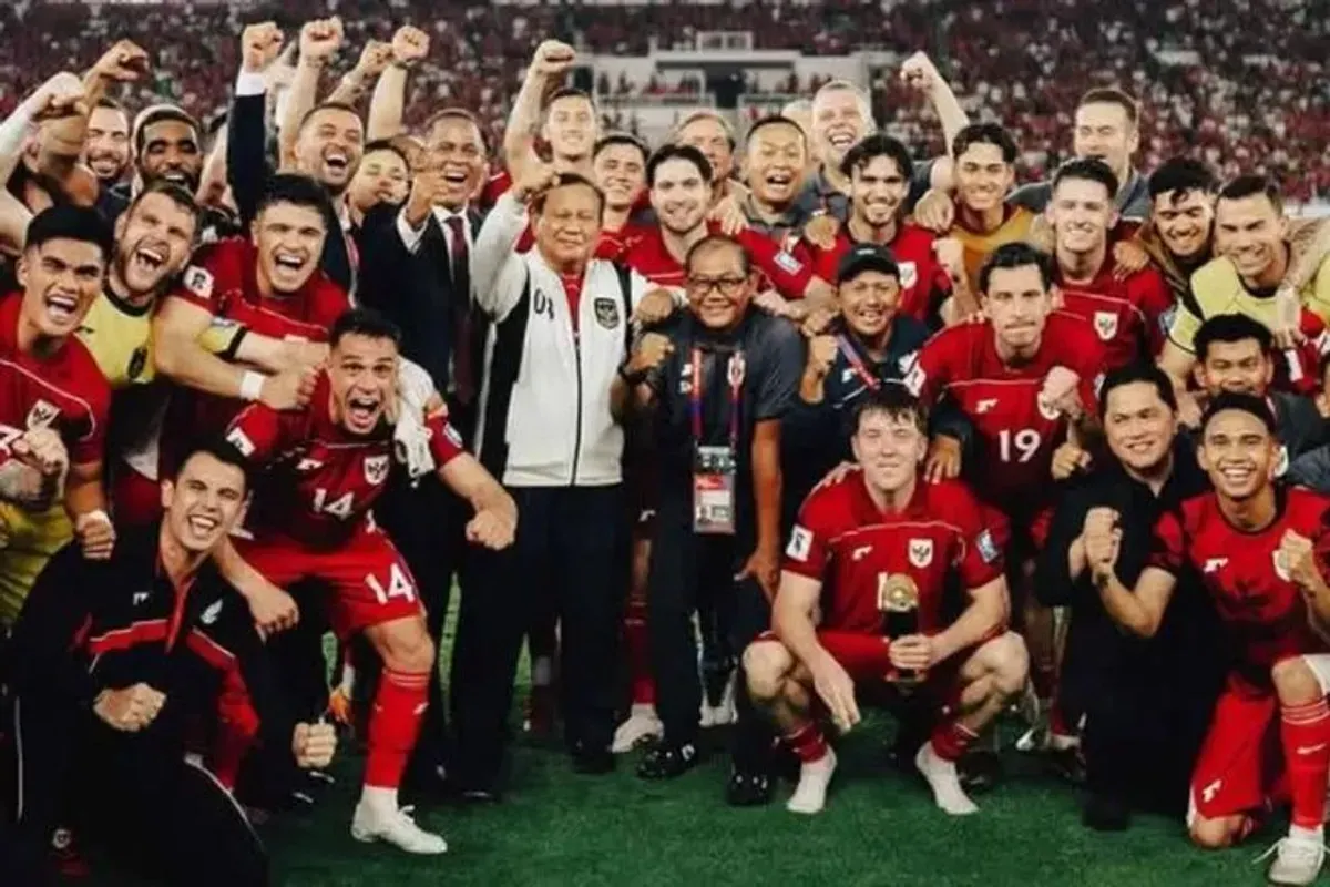 Skuad Garuda merayakan kemenangan atas Bahrain yang membawa mereka naik ke peringkat 123 FIFA. (Sumber: Dok/PSSI)