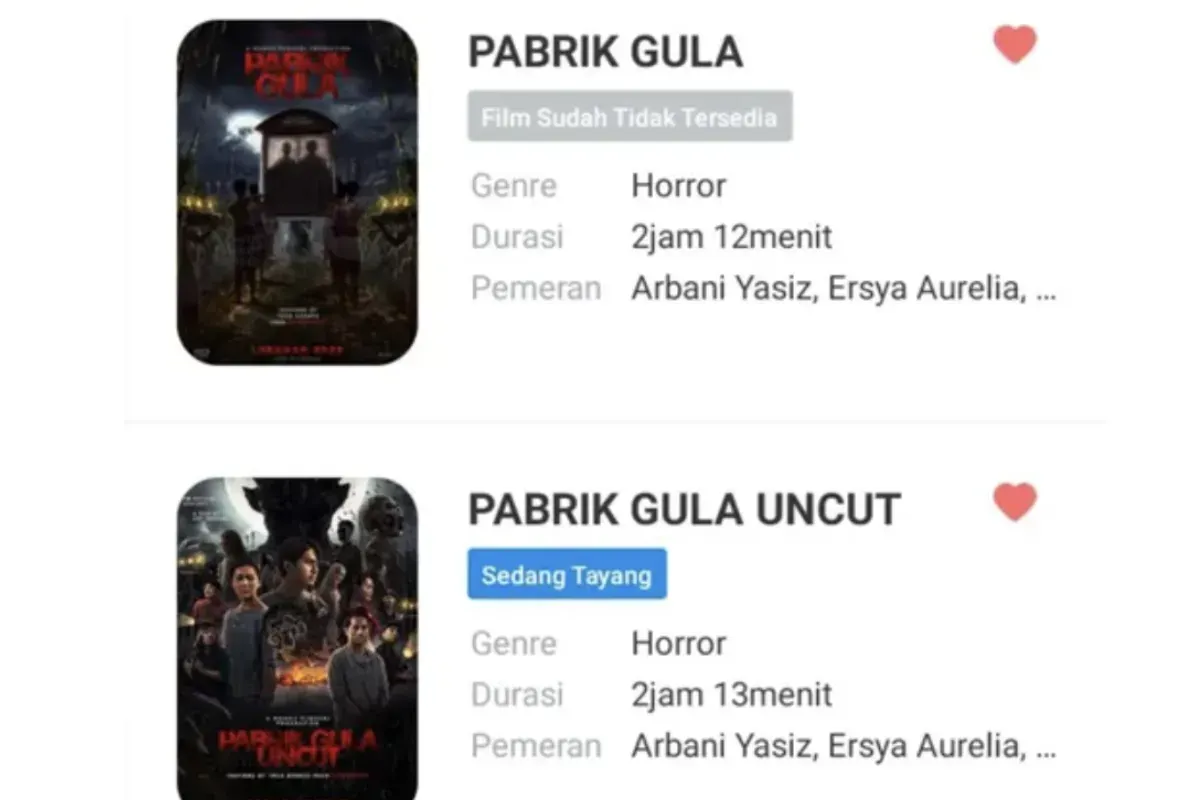 Perbedaan Film Pabrik Gula Versi Cut dan Uncut (Sumber: Screenshot)
