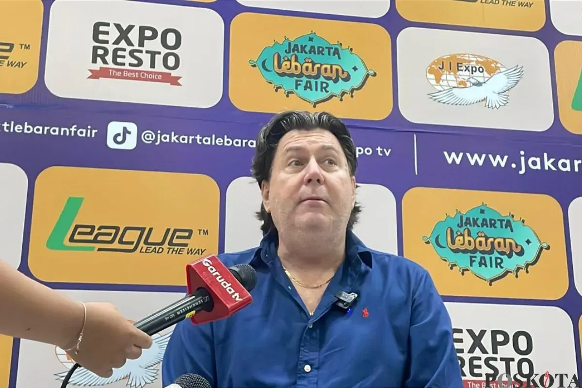 Marketing Director JIEXPO, Ralph Scheunemann, saat konpres penutupan JLF 2025 di JIEXPO Kemayoran, Jakarta Pusat, Minggu, 6 April 2025. (Sumber: Poskota/Pandi Ramedhan)
