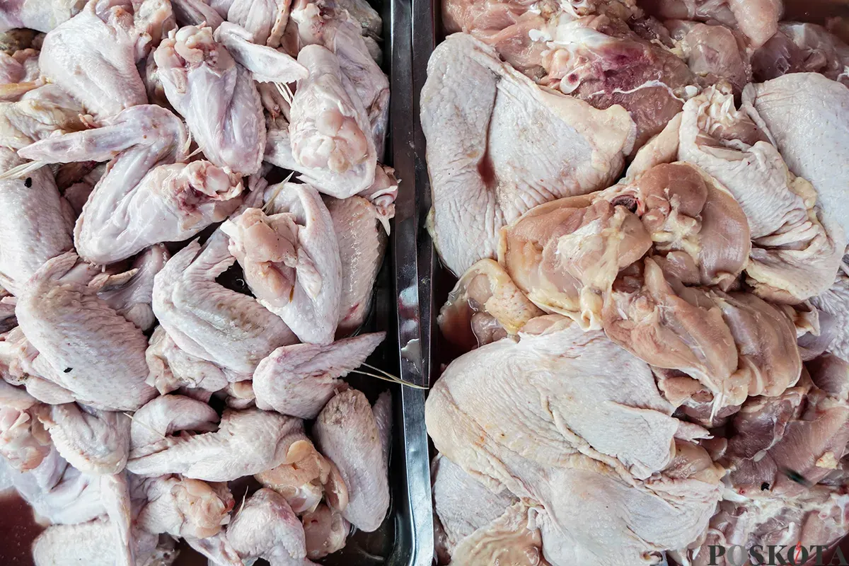 Sejumlah pedagang menjajakan barang dagangannya di lapak sayur dan daging di Pasar Kebayoran Lama, Jakarta Selatan, Kamis, 10 April 2025. (Sumber: Poskota/Bilal Nugraha Ginanjar)
