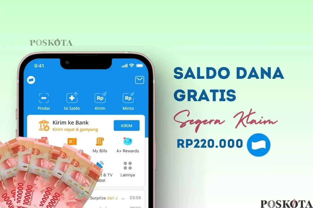 Klaim saldo DANA gratis Rp220.000 dari link DANA Kaget. (Sumber: Poskota/Della Amelia)