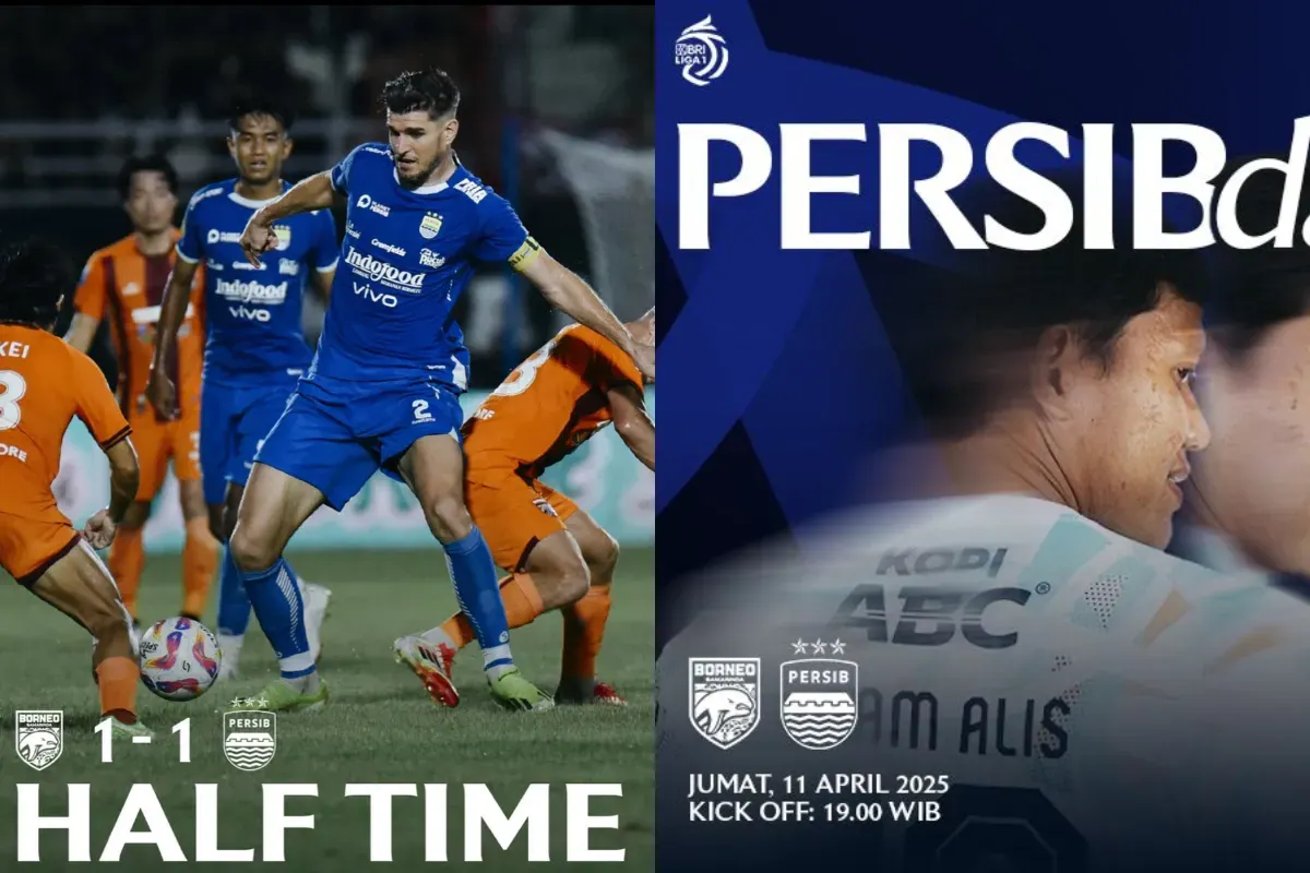 Ilustrasi babak pertama laga Borneo FC vs Persib Bandung. (Sumber: Persib)
