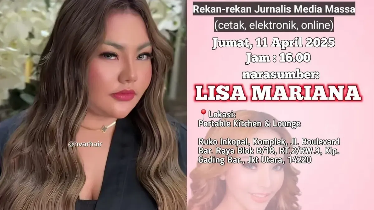 Netizen dibuat heboh dengan tampilan undangan jumpa pers yang akan diadakan Lisa Mariana sore ini, Jumat, 11 April 2025. (Sumber: Instagram/@lisamarianaaa)