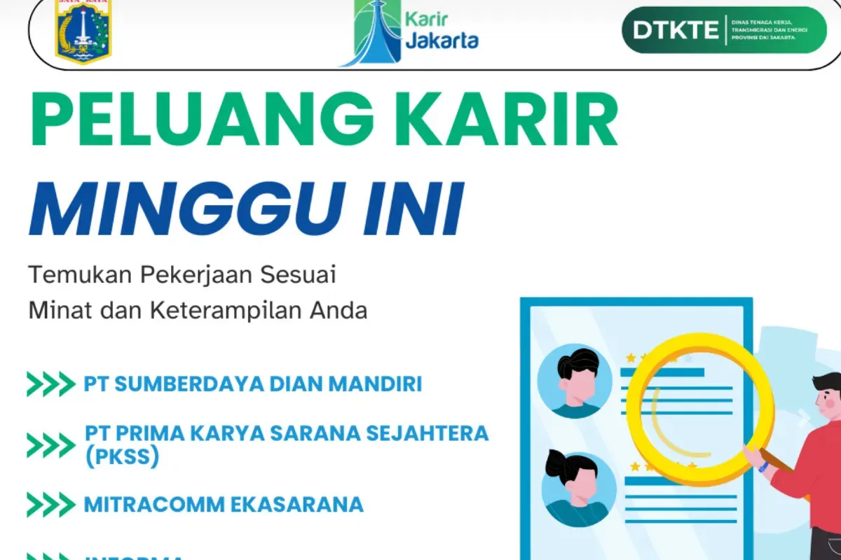 Ilustrasi info loker untuk wilayah DKI Jakarta dan sekitarnya pada April 2025 (Sumber: Disnaker DKI Jakarta)