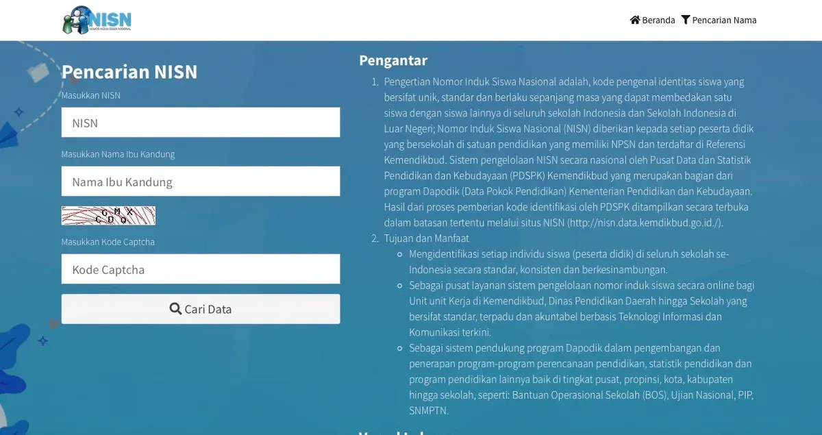 Cara cek NISN online via laman Kemendikbud (Sumber: Kemendikbud.go.id)