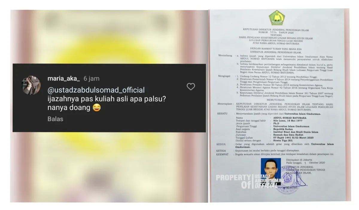 Ustaz Abdul Somad beberkan semua ijazahnya selama mengenyam pendidikan mulai dari dasar hingga pendidikan tinggi. (Sumber: Capture Instagram Ustadz Abdul Somad)