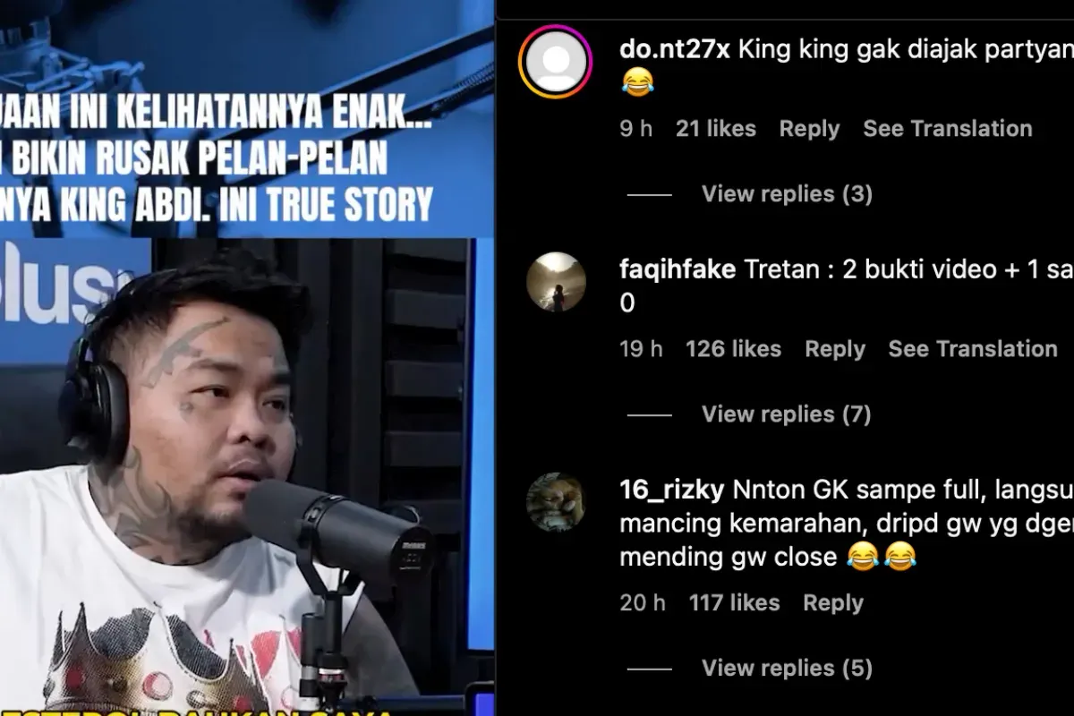 Tangkapan layar netizen memenuhi kolom komentar Instagram King Abdi usai ada klarifikasi dari Tretan Muslim. (Sumber: Instagram/@kingabdi_jajanmercon)