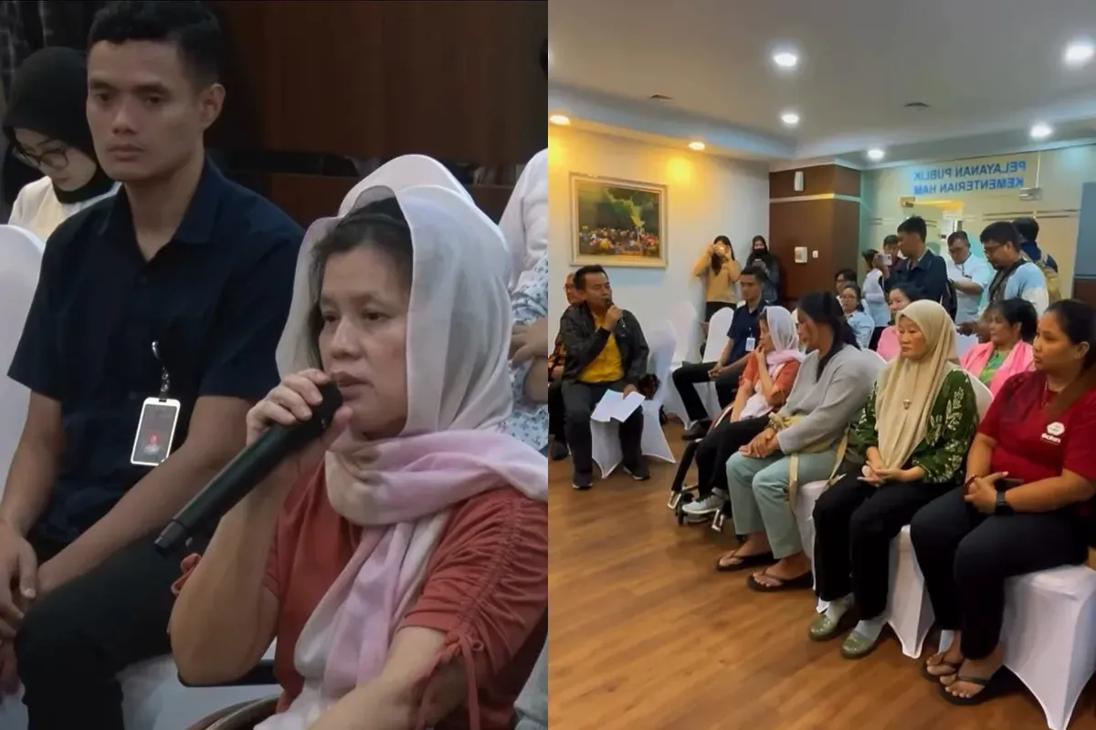 Eks pemain sirkus Taman Safari saat audiensi di Kementerian Hak Asasi Manusia (HAM) terkait dugaan eksploitasi. (Sumber: Instagram/@mugiyanto.official)